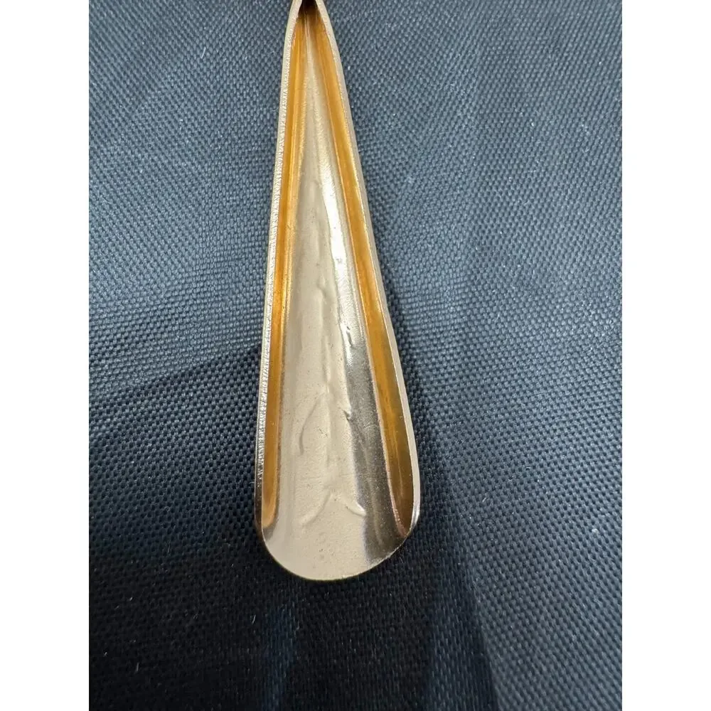 Vtg Gold Tone Leaf Bowl Cocktail Stir Spoon Long Handle Iced Tea Barware 7.5